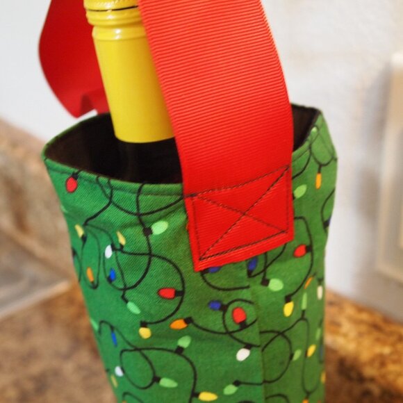 Handmade Wine Tote Bag Wine Bottle Bag Reusable Wine Bag Housewarming Gifts - Picture 2 of 7